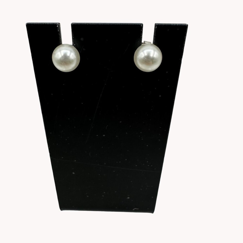 Womens Small Post Earrings Jewelry Faux White Pearl Bead Costume Fashion